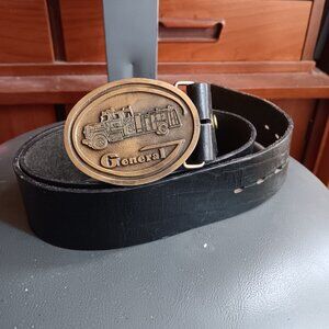 36 Men's Medium Vintage General Fire Truck Belt Buckle Leather Trucker Fireman